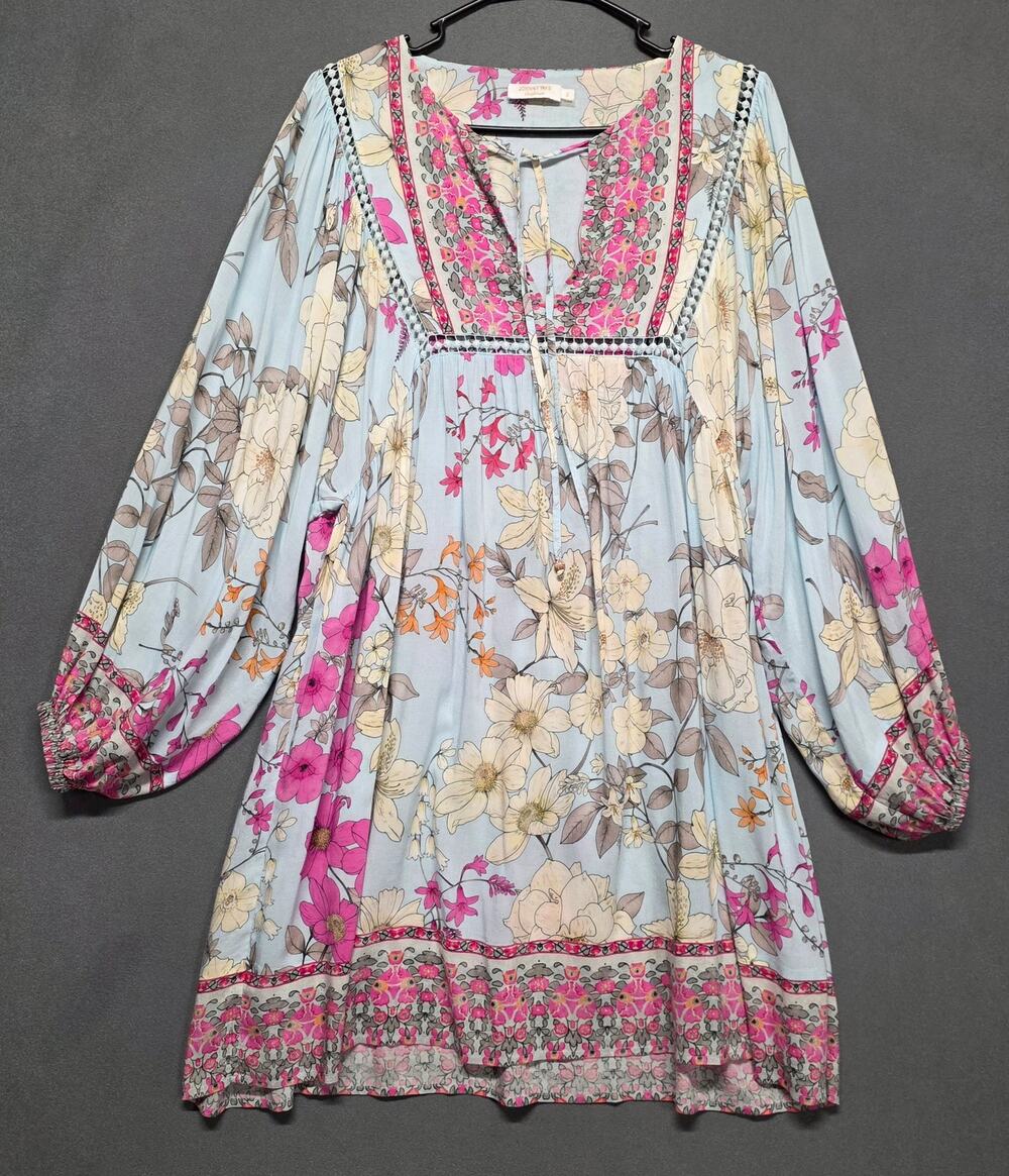 Johnny Was California Small Tunic Top Mini Dress Resort Colorful Boho Floral